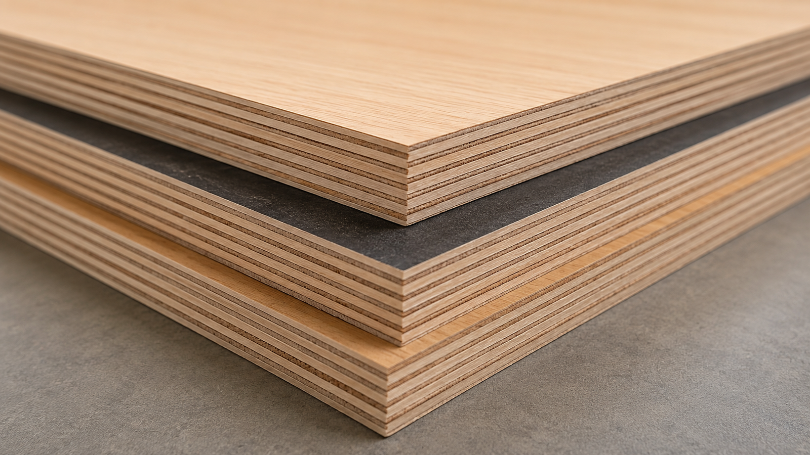 Layered plywood edge showing grade and glue lines