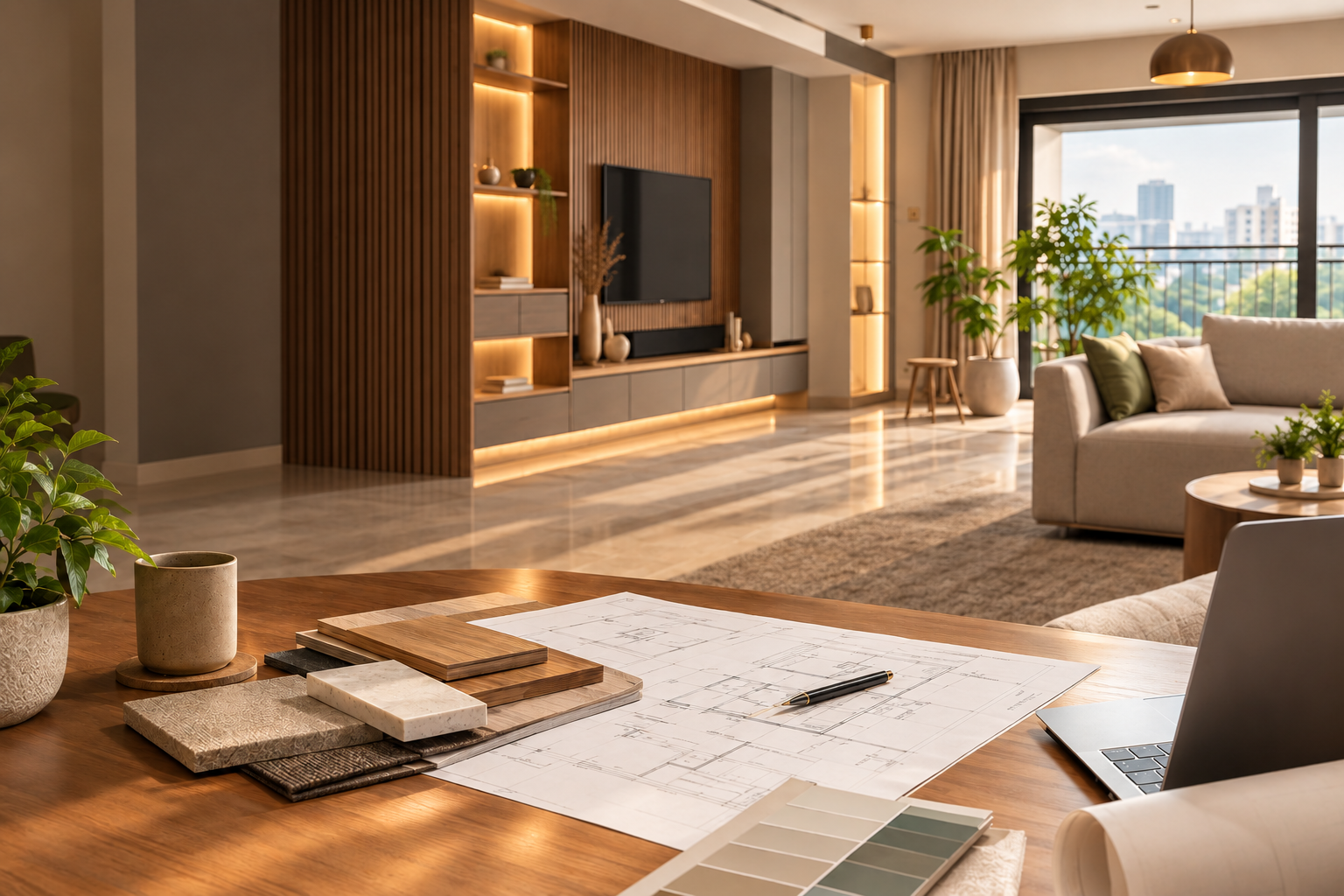 Interior design coordination in progress on a Bengaluru renovation site